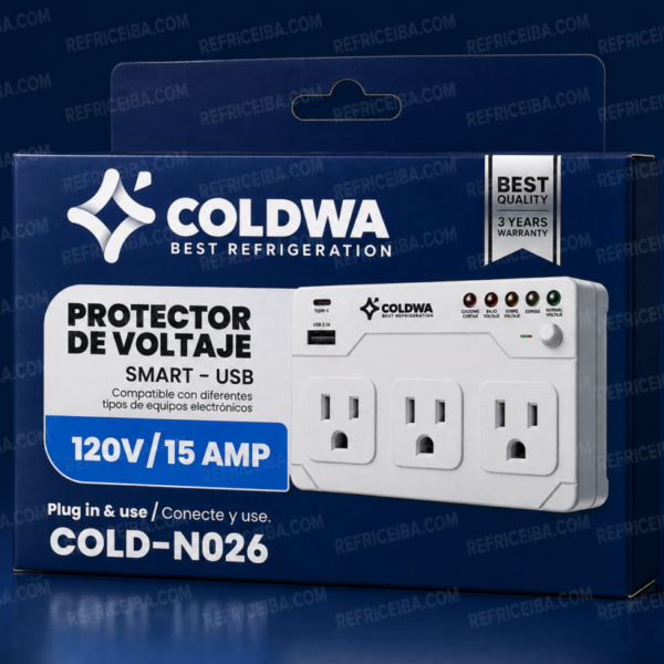 Protector De Voltaje Triple Con Puerto Usb Y Puerto C 15 Amp