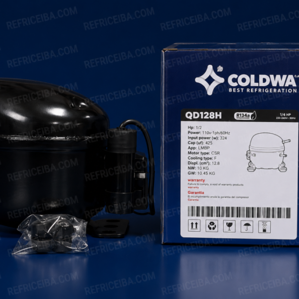 Compresor De Refrigeracion 1/2Hp R134A 110V 3 Tubos Coldwa