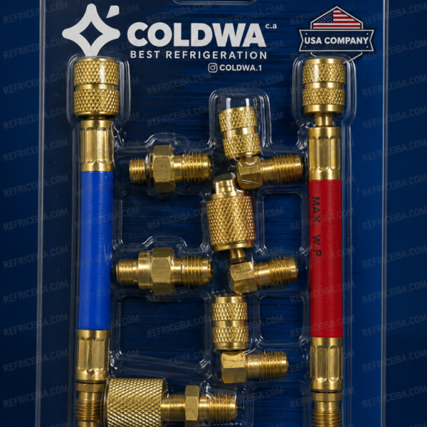 Kit De Acoples Automotriz Refrigeracion Mangueras Rojas Y Azules