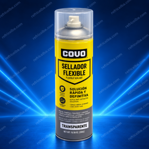 Sellador Flexible COVO Transparente en aerosol – Presentación de 300 g.