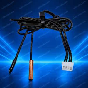 Conjunto de sensores de temperatura con sonda de cobre, sensores negros, cableado y conector de cuatro pines