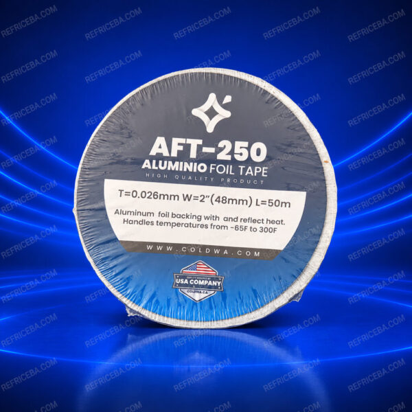 Cinta de aluminio Coldwa AFT-250, presentación de 48 mm × 50 m.