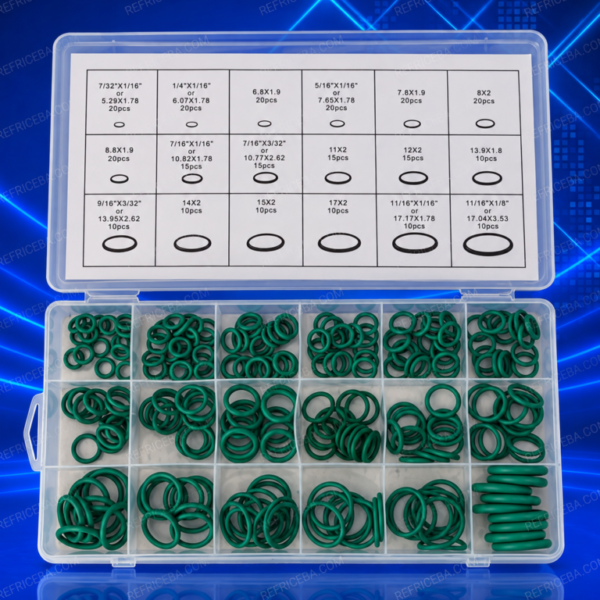 Interior del kit de O-rings Diesel Tools, organizado por medidas para facilitar su selección.
