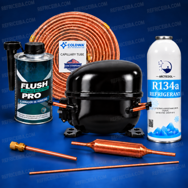 Combo Intalacion Compresor Coldwa 1/2hp R134a